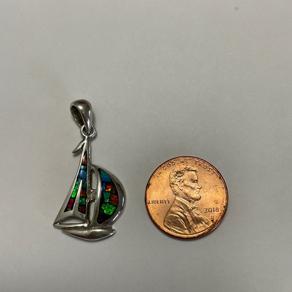 Sliver and Abalone Sailboat Pendant